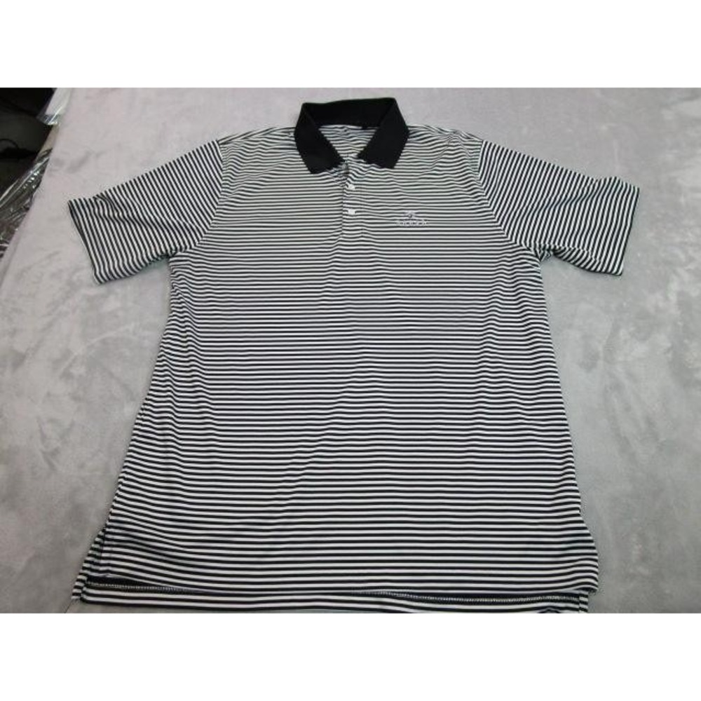 Doral Polo Shirt Mens Large Black White Striped Short Sleeve Golf Performance
